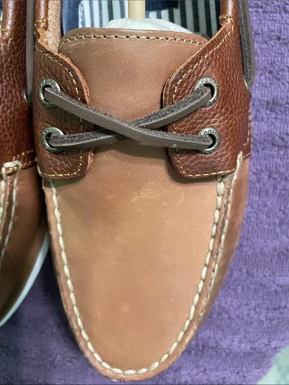 BRAND NEW! Sperry Men's Two-Tone Brown Leather Boat Shoes